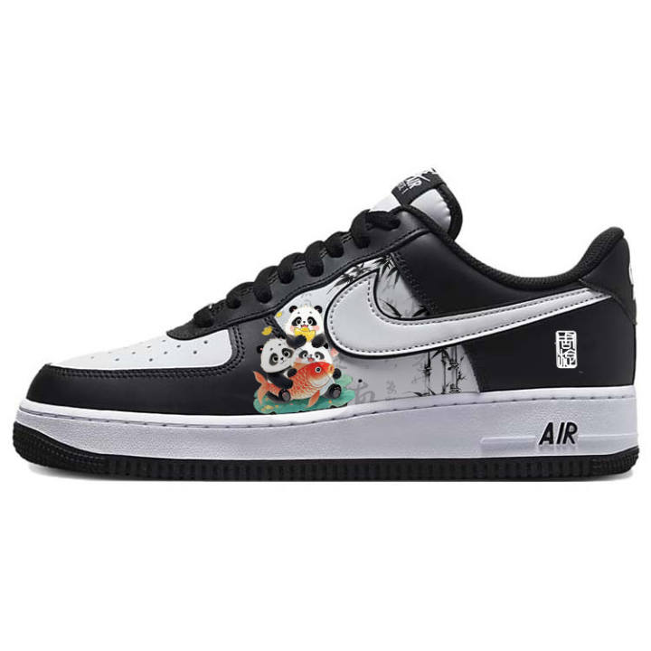 Nike Nike Air Force 1 Slip Resistant Abrasion Resistant Low top Skateboard Shoes Unisex White Black