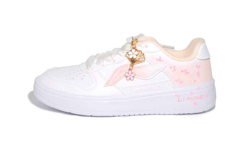 Li-Ning Li Ning Floating Boat Abrasion Resistant Coverage Slip Resistant Low top Skateboard Shoes Women's White Pink