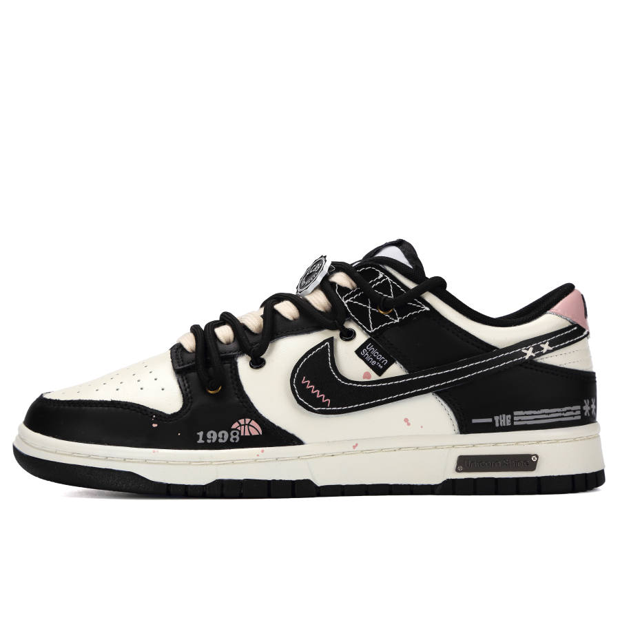 Nike Nike Dunk Crimson Zone Abrasion Resistant Low top Skateboard Shoes Unisex Black Pink