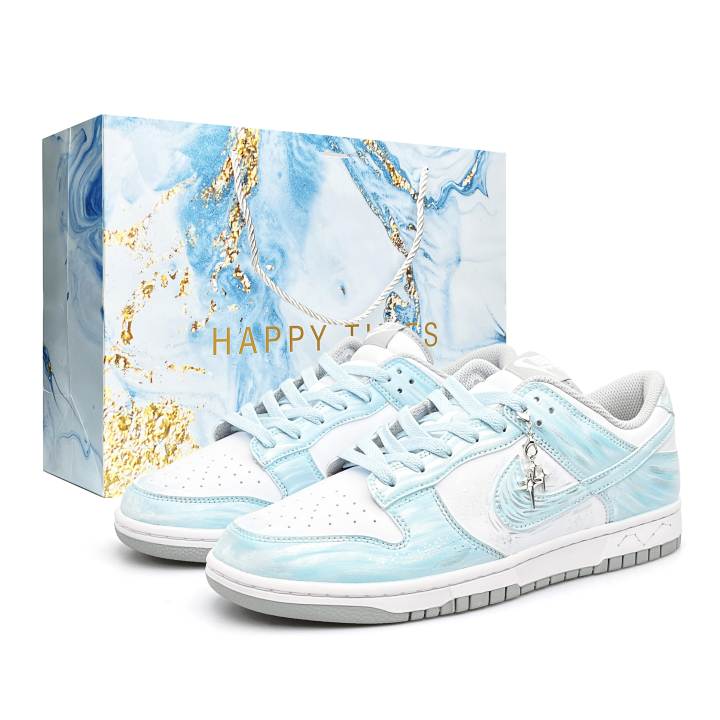 Nike Nike Dunk Abrasion Resistant Low top Skateboard Shoes Unisex White Blue