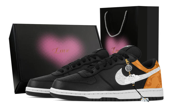 Nike Nike Big Ink Dyed Scale, Heart Box Abrasion Resistant Breathable Low top Skateboard Shoes Men's Black Orange