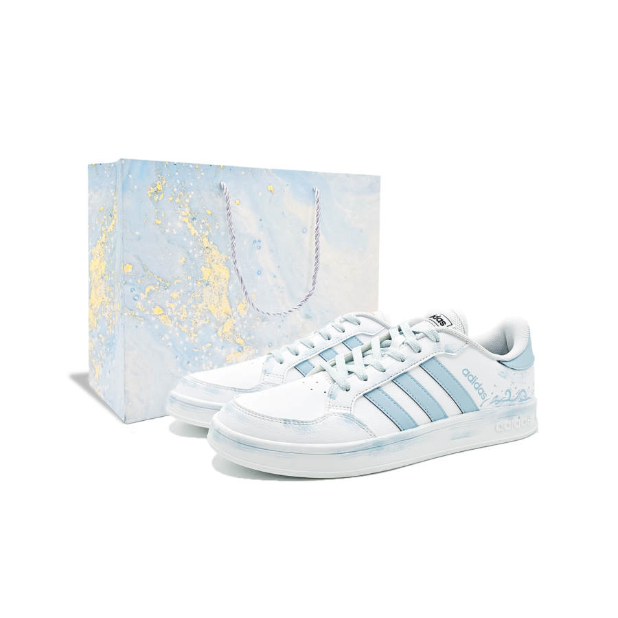 Adidas Neo Breaknet Cerulean Summer Synthetic Leather Slip Resistant Cushioning Low top Skateboard Shoes Men's