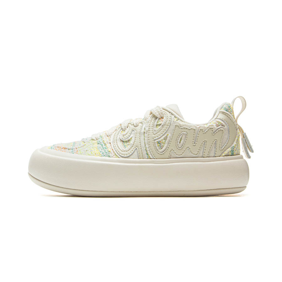 Li-Ning LiNing Puff Platform Coverage Anti-Slip And Wear-Resistant Low-Top Skateboard Shoes Women's Yellow Rice