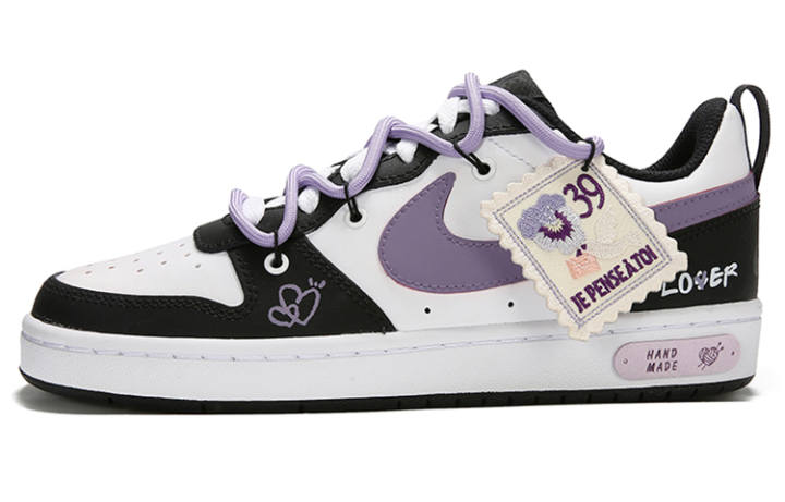 Nike Nike Court Borough 2 Low top Skateboard Shoes GS Black White Purple