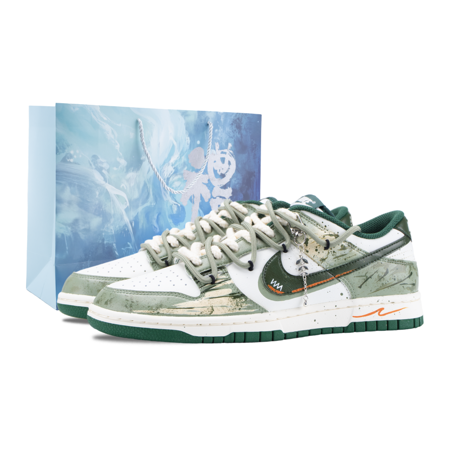 Nike Nike Dunk The Dream Of The Outlaw Cloud Abrasion Resistant Skateboard Shoes Unisex White Green