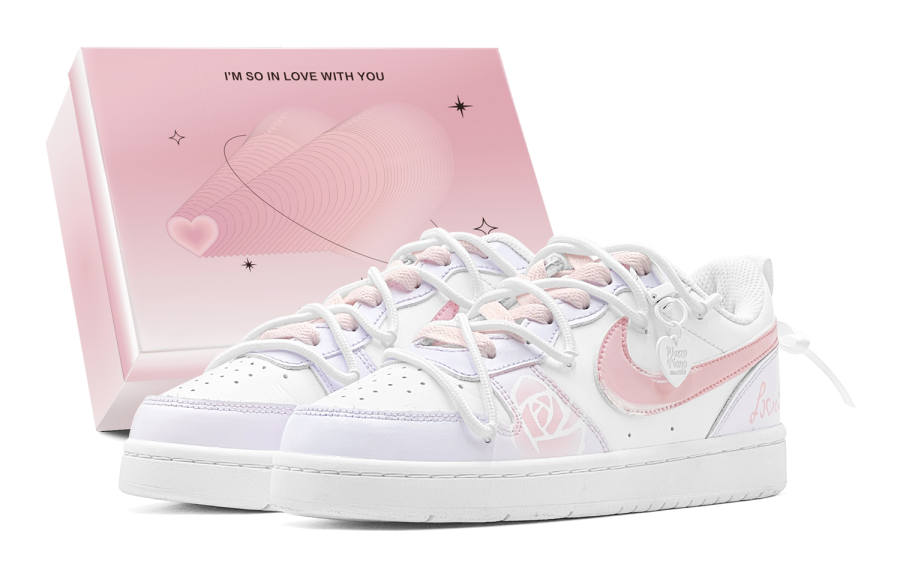 Nike Nike Court Borough Couple's, Romantic Favor, Purple Charm Rose, Heart Pendant Low top Skateboard Shoes Women's
