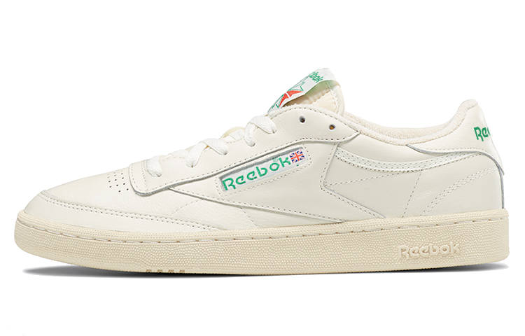 Reebok CLUB C 85 VINTAGE Cow Leather, Textile Low top Skateboard Shoes Unisex White Green