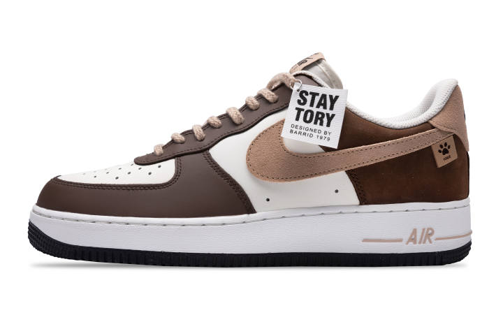 Nike Nike Air Force 1 Slip Resistant Abrasion Resistant Low top Skateboard Shoes Unisex Brown White
