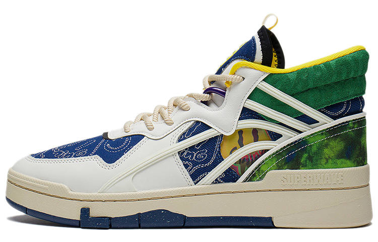 Li-Ning Li Ning Wave Mid Party High top Skateboard Shoes Men's White Green Blue