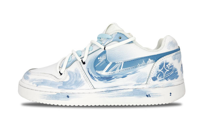 Nike Nike EBERNON Slip Resistant Low top Skateboard Shoes Unisex Light Blue