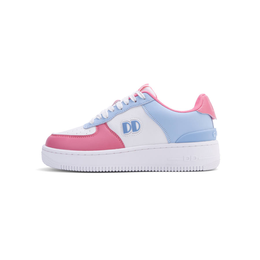GLO BULL Height Increasing Wear-Resistant Breathable Slip-Resistant Low-Top Skateboard Shoes Women's White Blue Pink