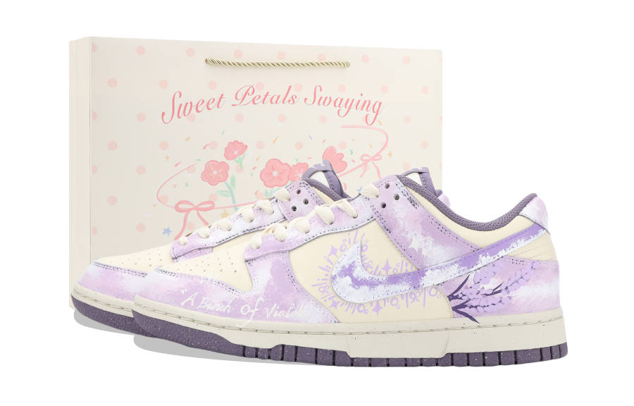 Nike Nike Dunk Wisteria Falls Abrasion Resistant Low top Skateboard Shoes Unisex Purple White