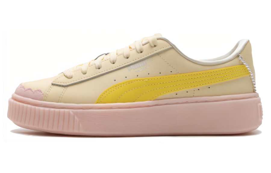 PUMA Platform Comfortable Lightweight Breathable Low top Skateboard Shoes Women's Pink Yellow