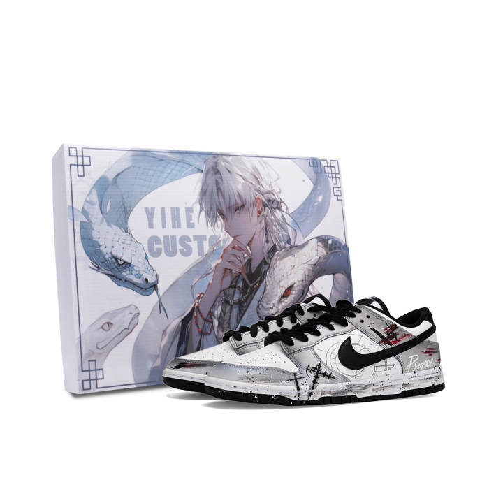 Nike Nike Dunk Ink Dyed Cross Star Cushioning, Wear Resistant Low top Skateboard Shoes Unisex Gray Black White