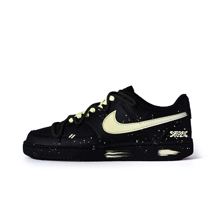 Nike Nike Court Vision Slip Resistant Abrasion Resistant Low top Skateboard Shoes Unisex Black Yellow