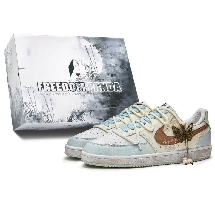 Nike Nike Court Vision 1 Freedom Panda, Box, Dream Butterfly Slip Resistant Low top Skateboard Shoes Men's Blue White