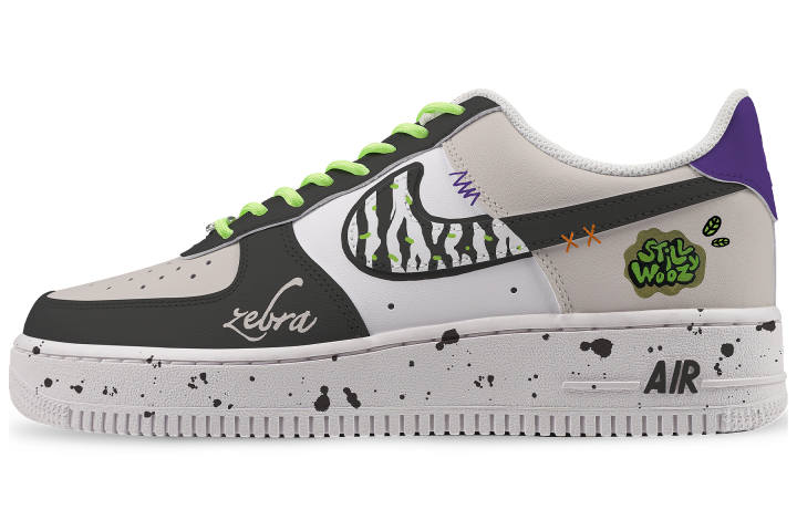 Nike Nike Air Force 1 Dave's Brain Slip Resistant Abrasion Resistant Low top Skateboard Shoes Unisex White Gray