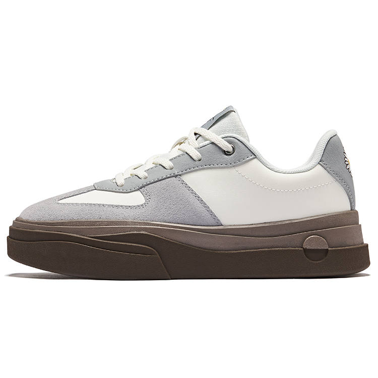 Erke Colorful 2.0 Wear-Resistant Slip-Resistant Low-Top Skateboard Shoes Women's Microcrystal White Recycling Gray