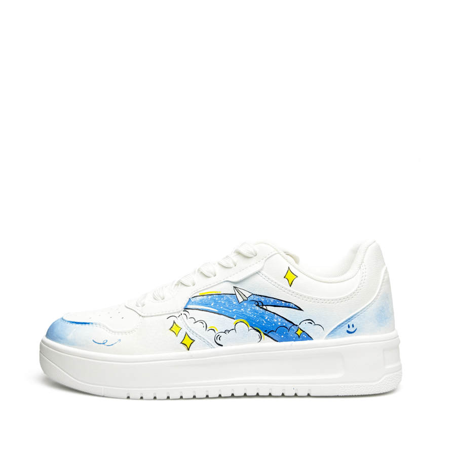 Anta Easy Abrasion Resistant Lightweight Slip Resistant Low top Skateboard Shoes Unisex White Blue