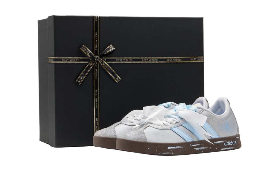 Adidas Adidas Vl Court Classic Abrasion Resistant Low top Skateboard Shoes Women's Silver Blue