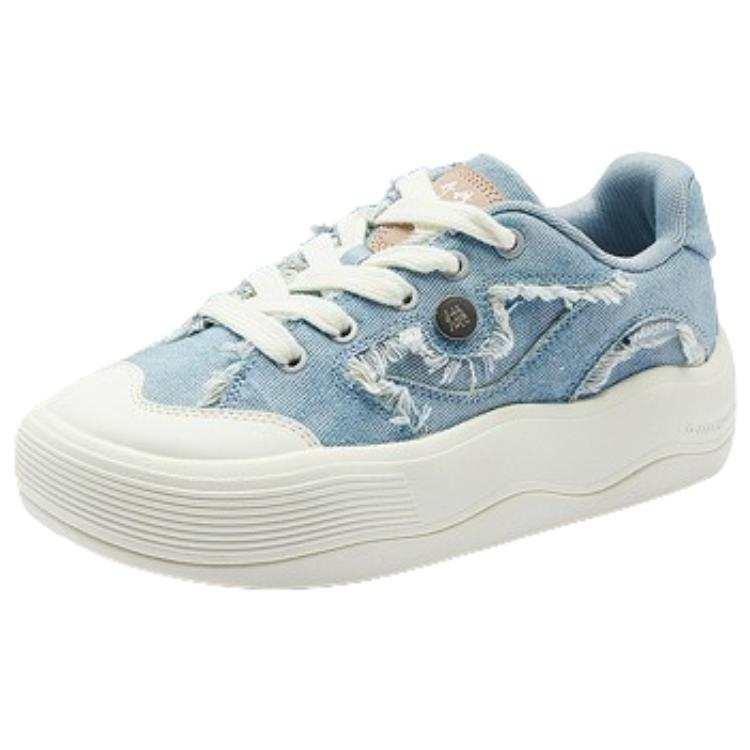 QIAODAN Abrasion Resistant Lightweight Wear resistant And Lightweight Low top Skateboard Shoes Women's Blue White