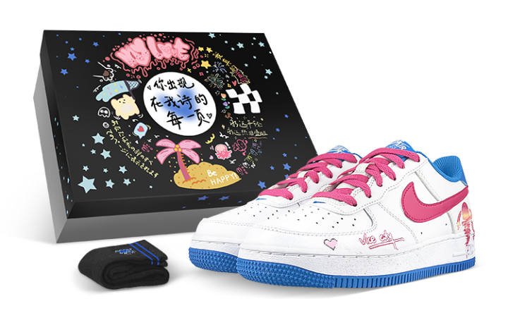 Nike Nike Air Force 1 Low top Skateboard Shoes GS Blue Pink