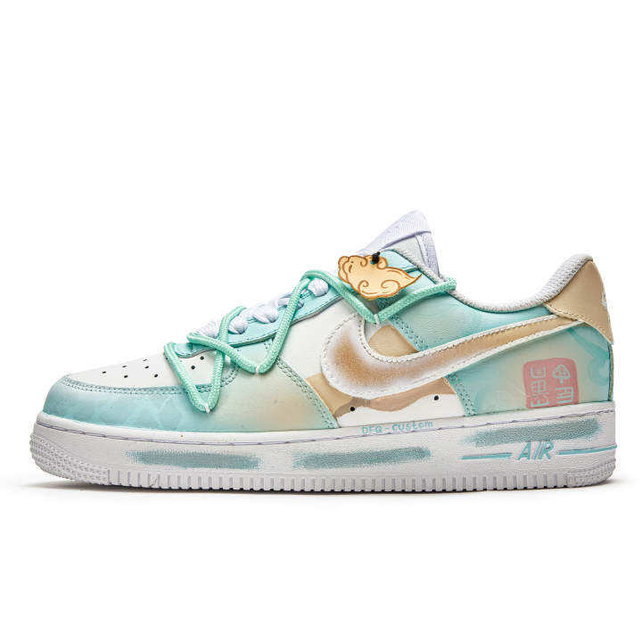Nike Nike Air Force 1 ADCDAVINCI Custom, Auspicious Birds And Clouds Slip Resistant Abrasion Resistant