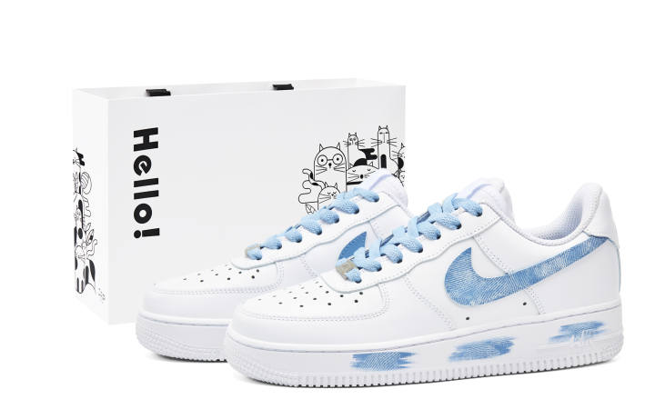 Nike Nike Air Force 1 Abrasion Resistant Abrasion Resistant Low top Skateboard Shoes Unisex White Blue