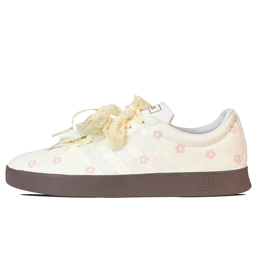 Adidas Adidas VL COURT 2.0 Abrasion Resistant Abrasion Resistant Low top Skateboard Shoes Unisex Beige Pink