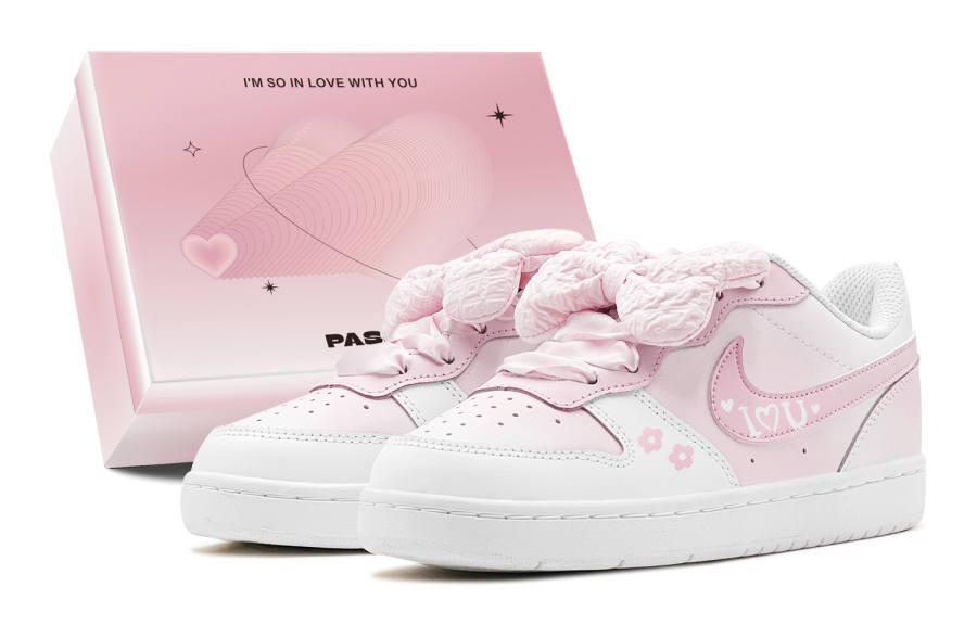 Nike Nike Court Borough Romantic Treat, Couple's, Pink Love, Girly, Sweet Style Low top Skateboard Shoes Women's Pink