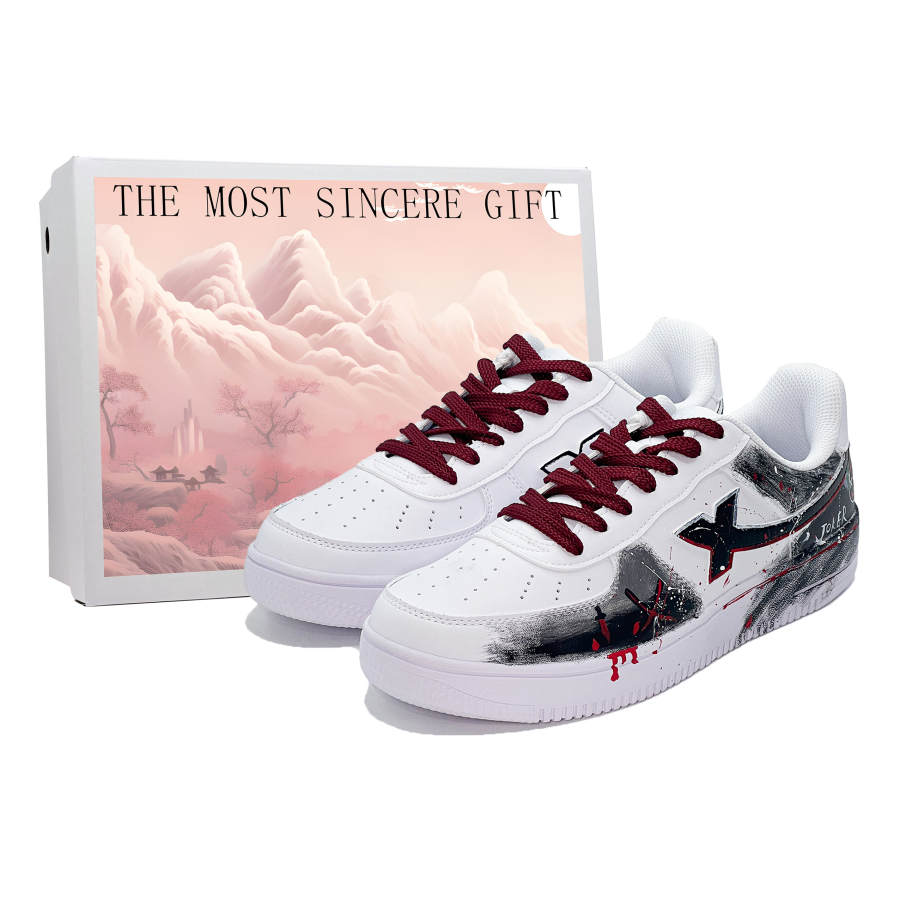 XTEP Air Force 1 Slip Resistant Cushioning Low top Skateboard Shoes Men's White Black Red