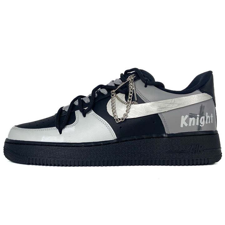 Nike Nike Air Force 1 Slip Resistant Abrasion Resistant Low top Skateboard Shoes Unisex Black Gray