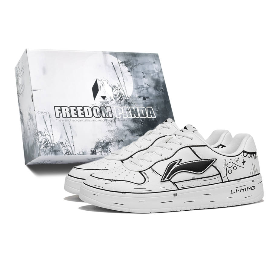 Li-Ning Li Ning Floating Boat Cushioning Breathable Cushioning Breathable Low top Skateboard Shoes Men's White Black