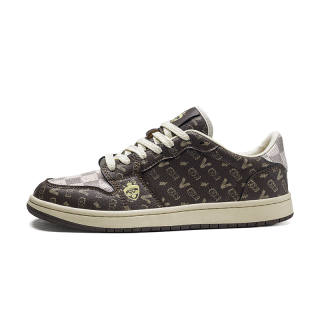 YAMIDE Coverage Slip Resistant Lightweight Breathable Low top Skateboard Shoes Unisex Vintage Brown