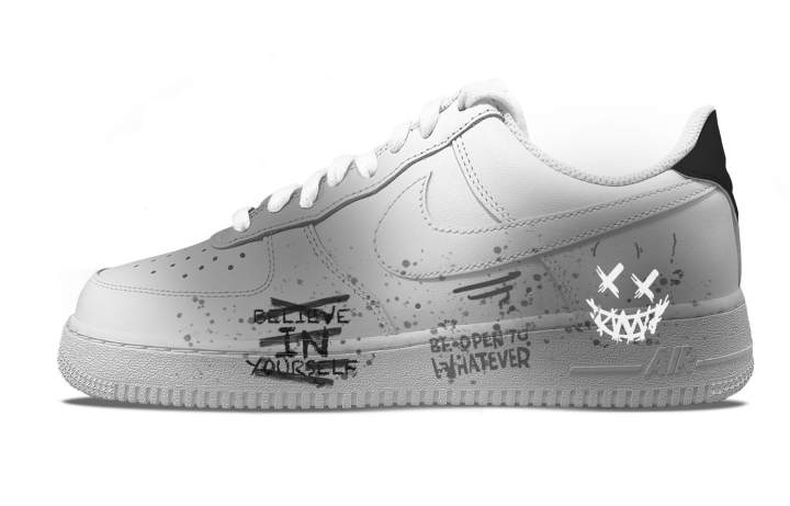 Nike Nike Air Force 1 Evil Smiley Face Low top Skateboard Shoes Men's Gray White