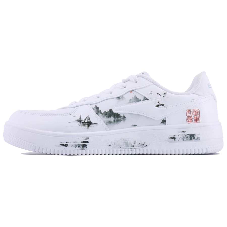 Erke Abrasion Resistant Breathable Abrasion Resistant Breathable Low top Skateboard Shoes Men's White Black