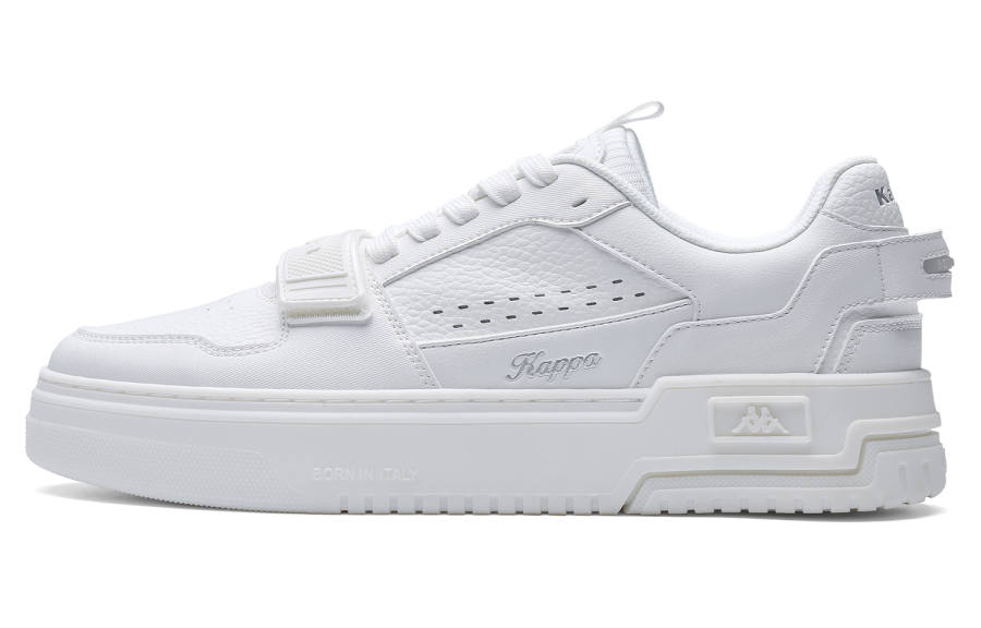 Kappa Back to Back Slip Resistant, Abrasion Resistant, Lightweight Low top Skateboard Shoes Unisex White Silver
