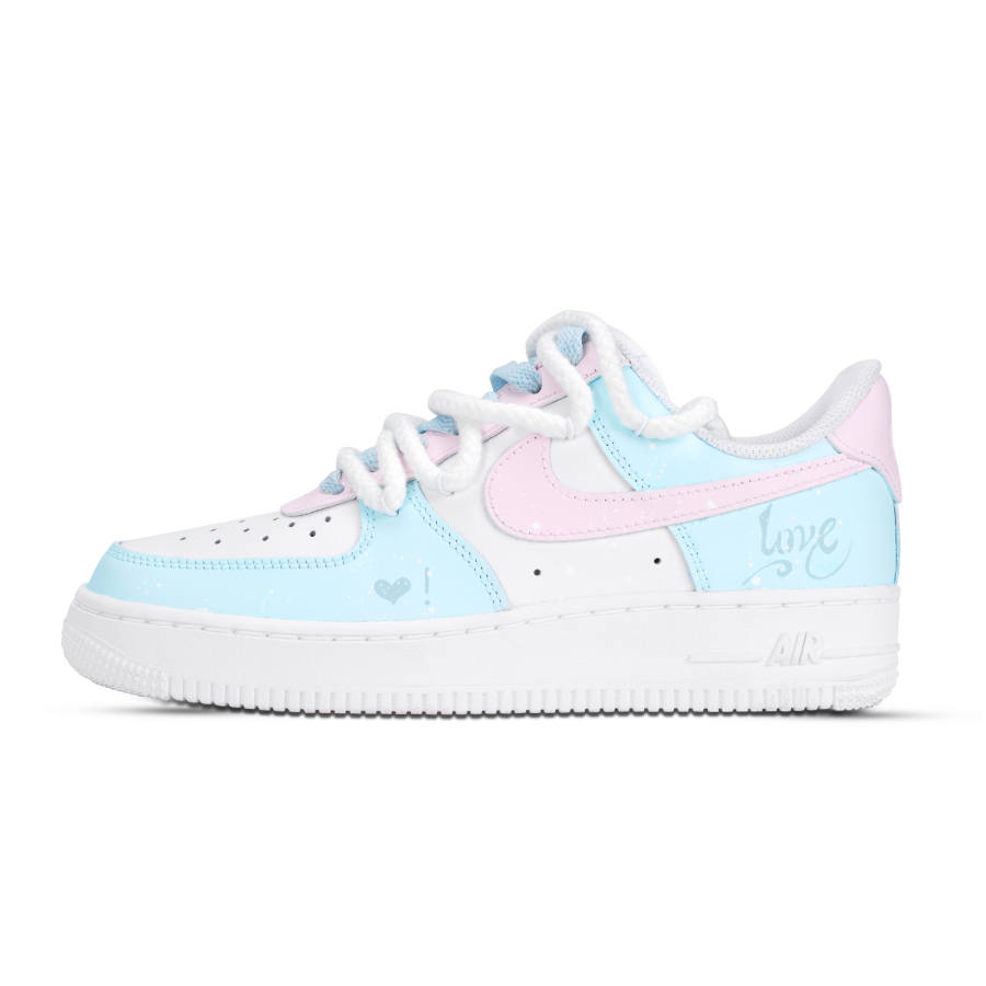 Nike Nike Air Force 1 Midsummer Dream Abrasion Resistant Low top Skateboard Shoes Women's White Blue