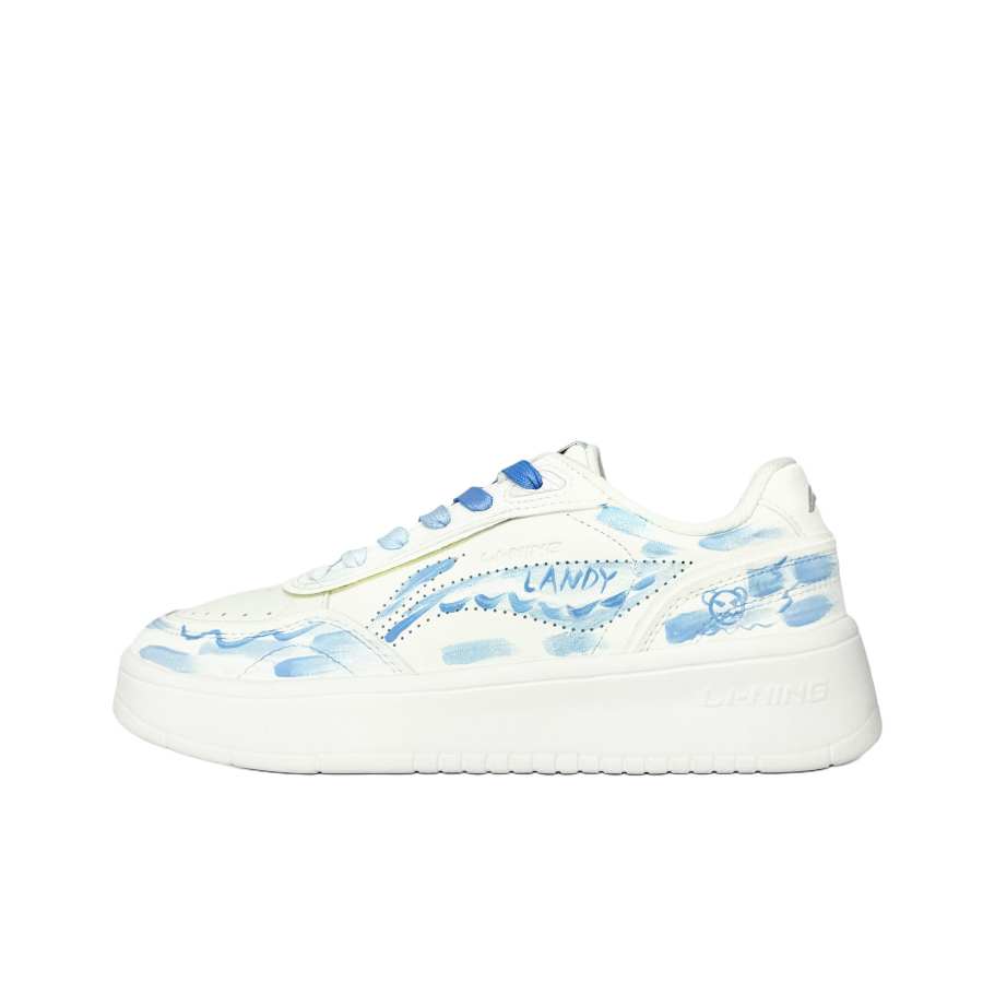 Li-Ning Li Ning Sourdough Slip Resistant Cushioning Abrasion Resistant Low top Skateboard Shoes Women's White Blue