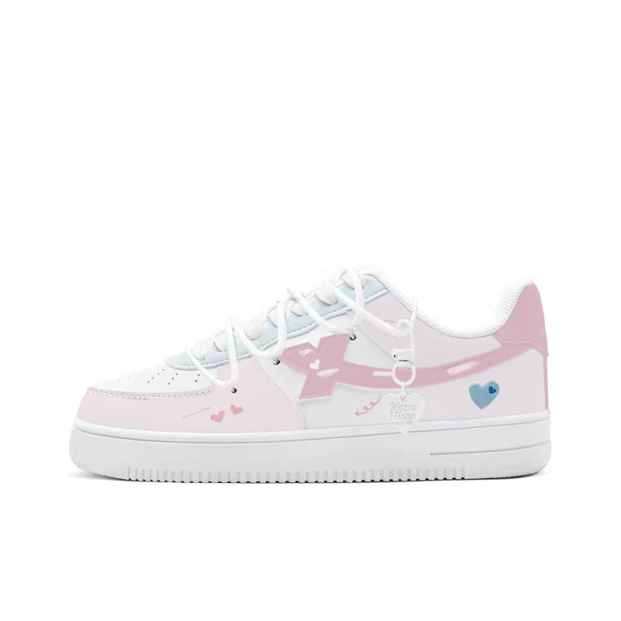 XTEP Air Force 1 Coverage Abrasion Resistant Low top Skateboard Shoes Unisex Sweet Pink Blue Heart