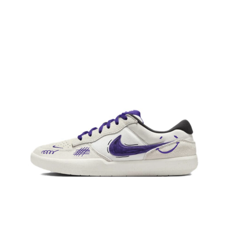 Nike Nike SB Force 58 Abrasion Resistant Low top Skateboard Shoes Unisex White Purple