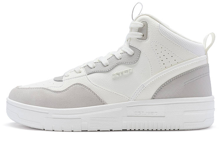 XTEP Clover White Slip Resistant Slip Resistant High top Skateboard Shoes Men's Sail White/Dove Gray