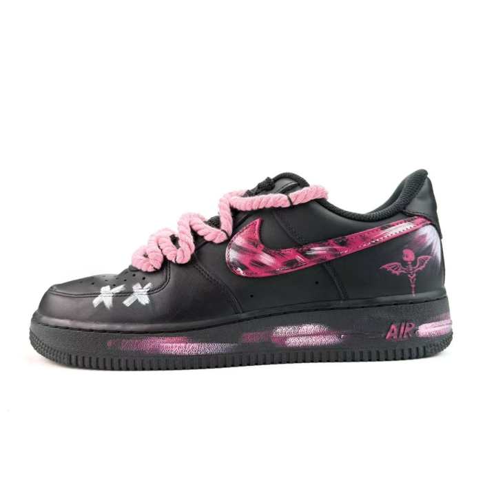 Nike Nike Air Force 1 Dark Rose Skeleton Abrasion Resistant Breathable Low top Skateboard Shoes Unisex