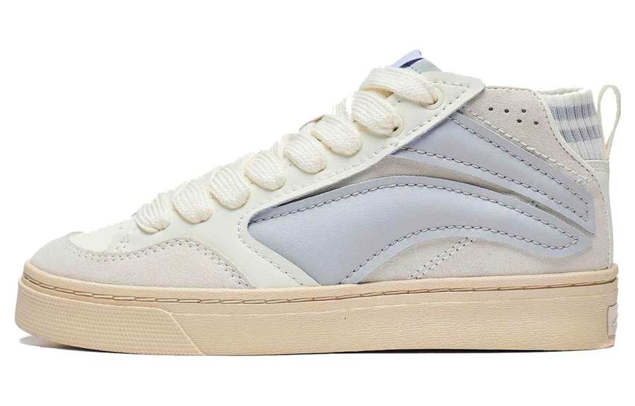 Li-Ning Li Ning Wave Slip Resistant Cushioning Mid top Skateboard Shoes Women's White Purple