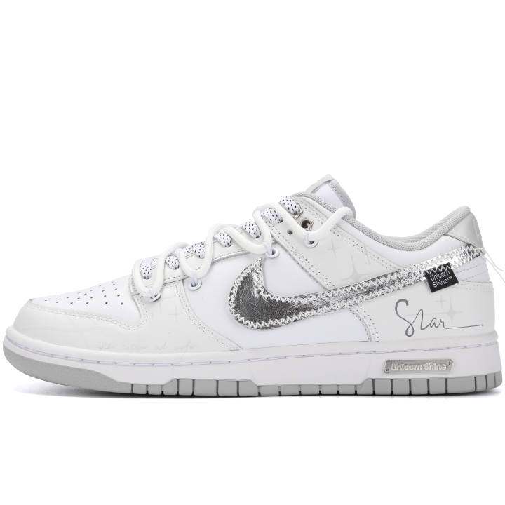 Nike Nike Dunk Arrival At Starry Slip Resistant Abrasion Resistant Low top Skateboard Shoes Unisex Gray White
