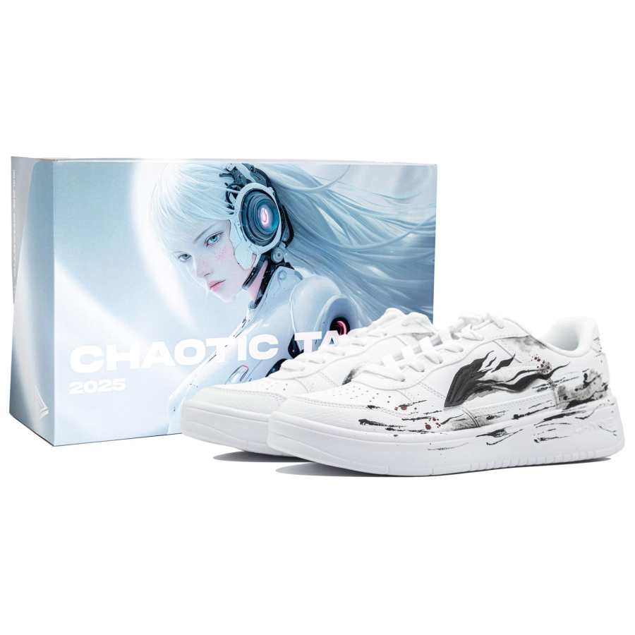 Li-Ning Li Ning Floating Boat Slip Resistant Abrasion Resistant Low top Skateboard Shoes Men's Black White