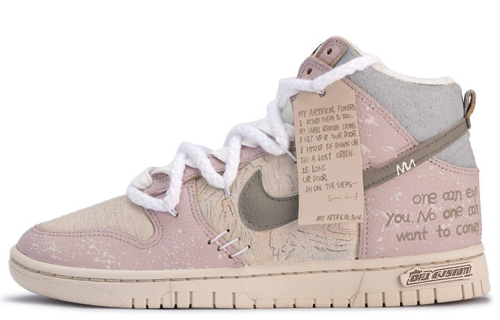 Nike Nike Dunk ADCDAVINCI Custom, Delicate Flowers And Light Sky Suede, Leather
