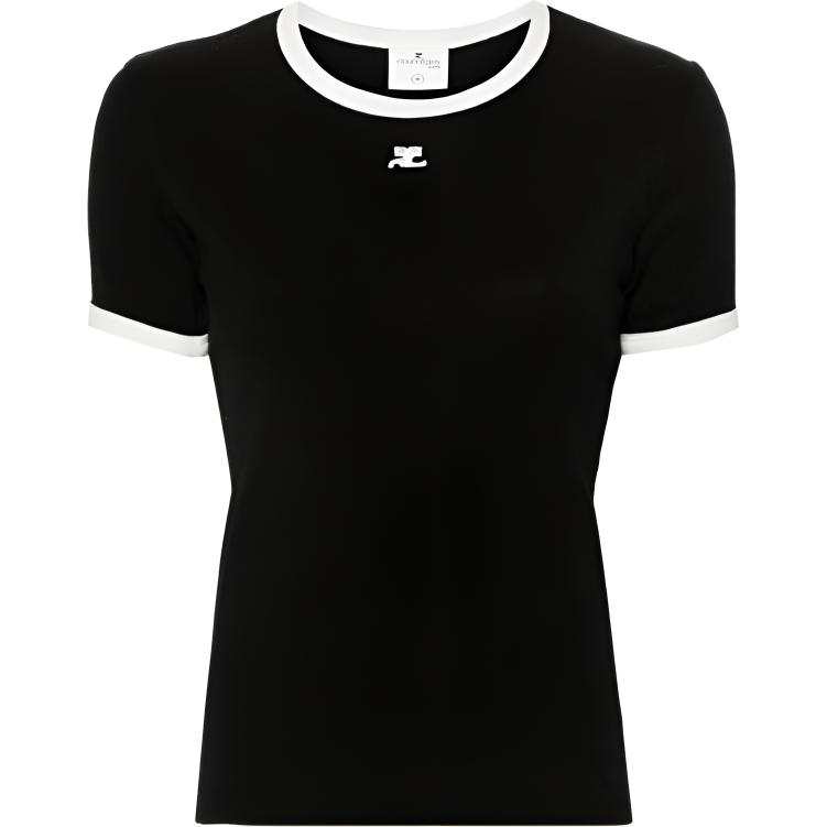 COURREGES Courreges logo-patch contrasting-trim T-shirt