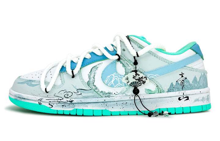 Nike Nike Dunk Slip Resistant Abrasion Resistant Slip Resistant Abrasion Resistant Low top Skateboard Shoes Men's Cyan