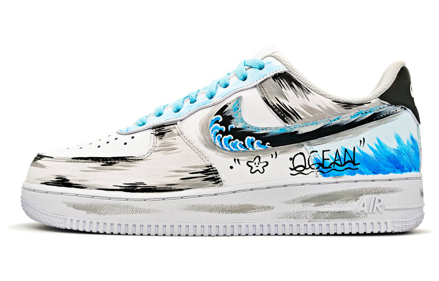 Nike Nike Air Force 1 Abrasion Resistant Lightweight Height Increasing Low top Skateboard Shoes Unisex White Blue